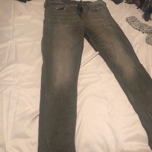 Gray distressed jeans
